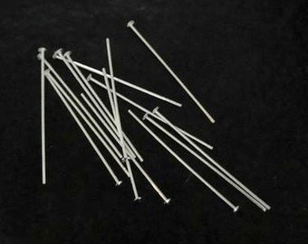 10pcs - Sterling Silver 1 inch 24ga Flat Headpins, Z1