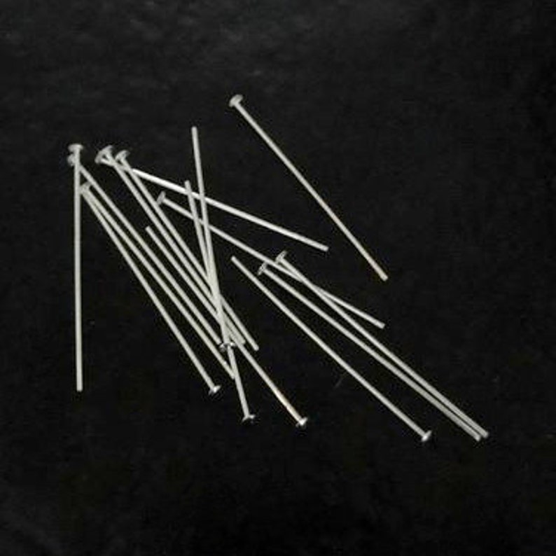 10pcs Sterling Silver 1 inch 24ga Flat Headpins, Z1 image 1