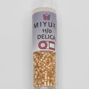 Miyuki 11/0 Delica Beads Silver-Lined Gold Color 7.2 Grams, The Beadsmith, Made In Japan, T226