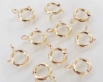 10 Pcs - 14K Gold Filled 6mm Spring Ring Clasps Closed Ring, Made in Italy, GF2