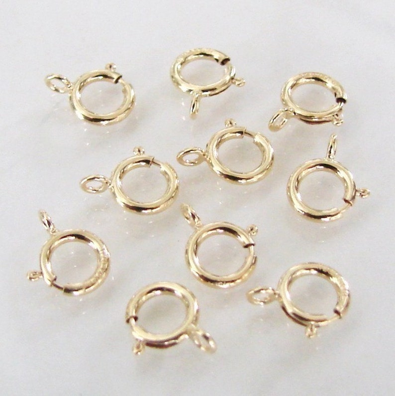 10 Pcs 14K Gold Filled 6mm Spring Ring Clasps Closed Ring, Made in Italy, GF2 image 1