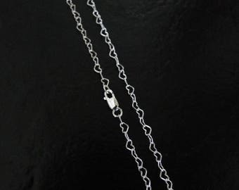 15 Inch - 925 Sterling Silver 3mm Heart Chain - Custom Lengths Available, Made in USA, C48
