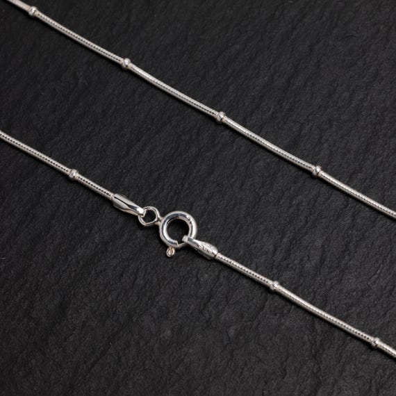 20 Inch - Sterling Silver Snake Chain With Bead 1mm Necklace