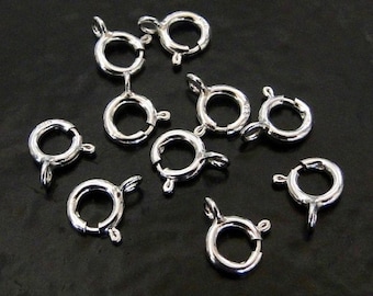 50 Pcs - .925 Sterling Silver 5mm Spring Ring Clasp, Made in Italy, SS1