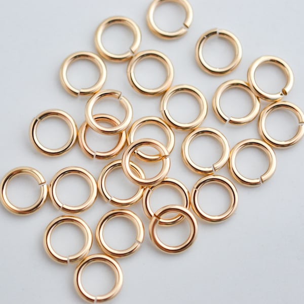 25pcs 14K Gold Filled 6mm Open Jump Rings 18 Gauge, Made in USA, A19