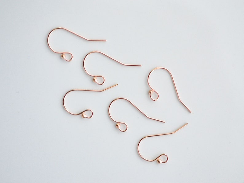 14K Rose Gold Filled Ball End Ear Wires With 1mm Ball, Made in China, A86 image 2