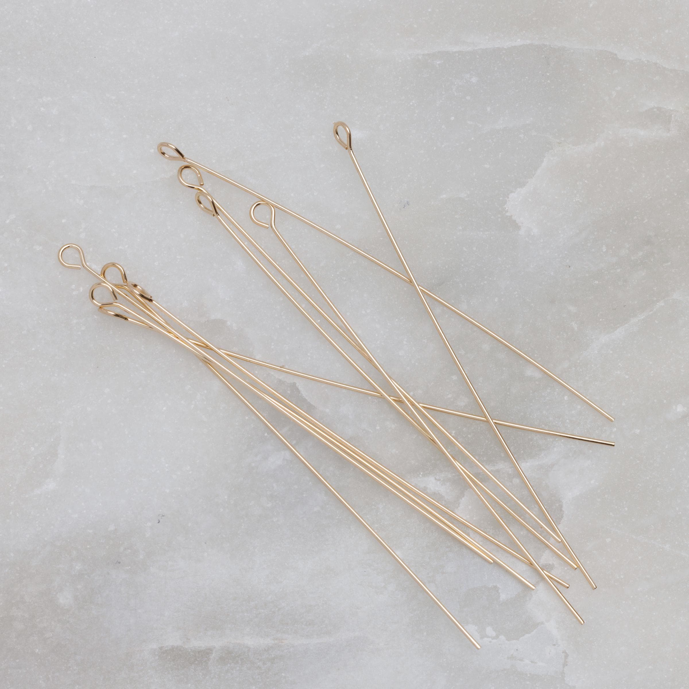 10pcs - 14k Gold Filled 2 inch 24g Eye pins, Made in USA, GF37