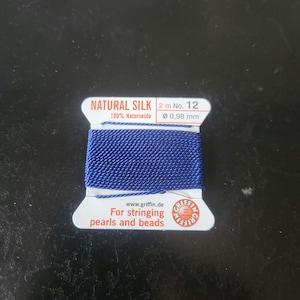 Griffin Silk Bead Cord Dark Blue .98mm, 2 Meters, Made In Germany, T360