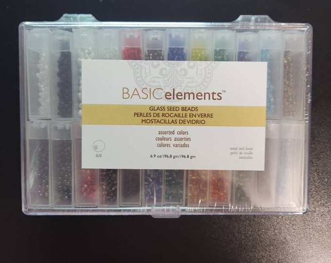 Basic Elements 8/0 Glass Seed Bead Assortment Kit 24 Flip Tubes W/ Box