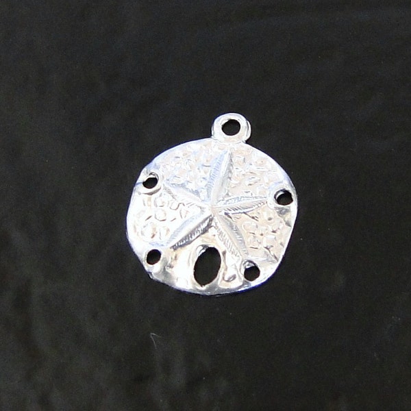 One Sterling Silver Sand Dollar Charm, Made in USA, SC5