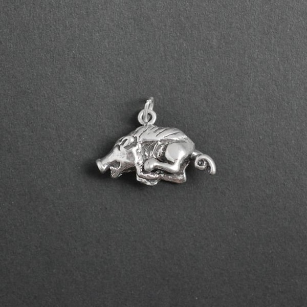 One Sterling Silver Razorback Charm, E91