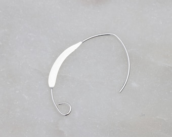 Six - Sterling Silver V-Shaped Flattened Ear Wire, Made in USA, D31
