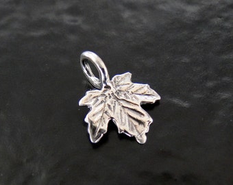 2 Sterling Silver Maple Leaf Charms 8x11mm, Made in Israel, SC34