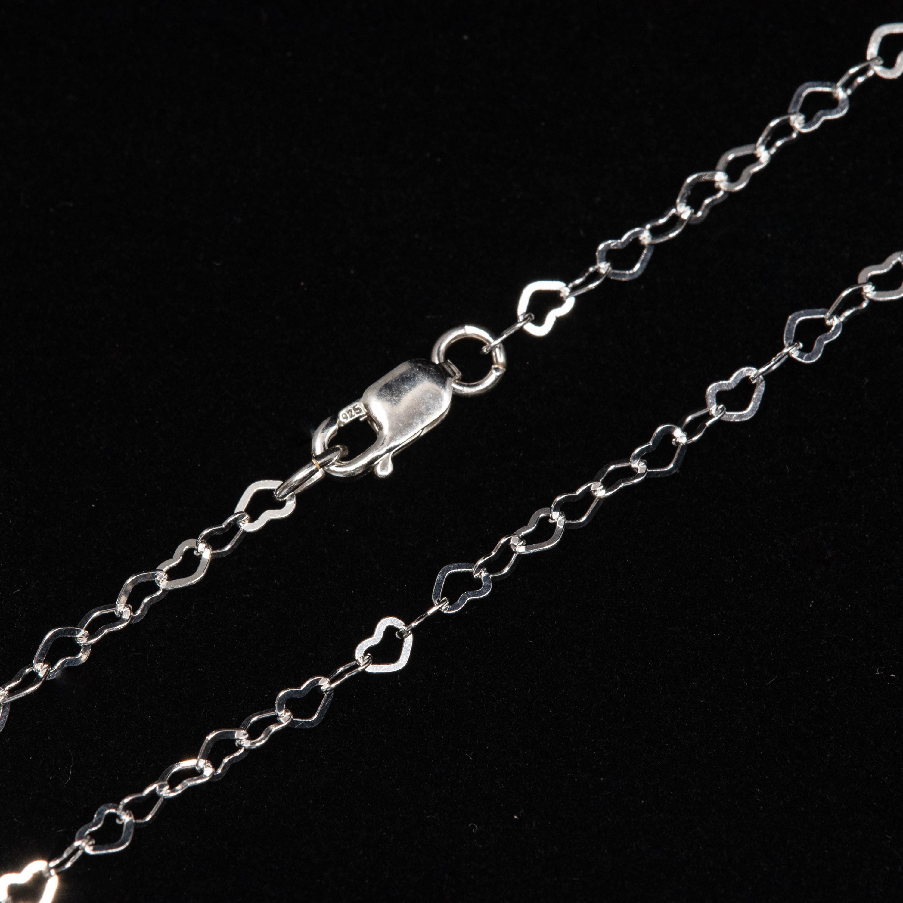 18 Inch - 925 Sterling Silver 2.7x3mm Flat Heart Chain Necklace