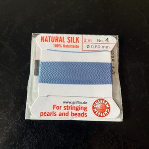 Griffin Silk Bead Cord Blue .6mm , 2 Meters, Made In Germany, T152