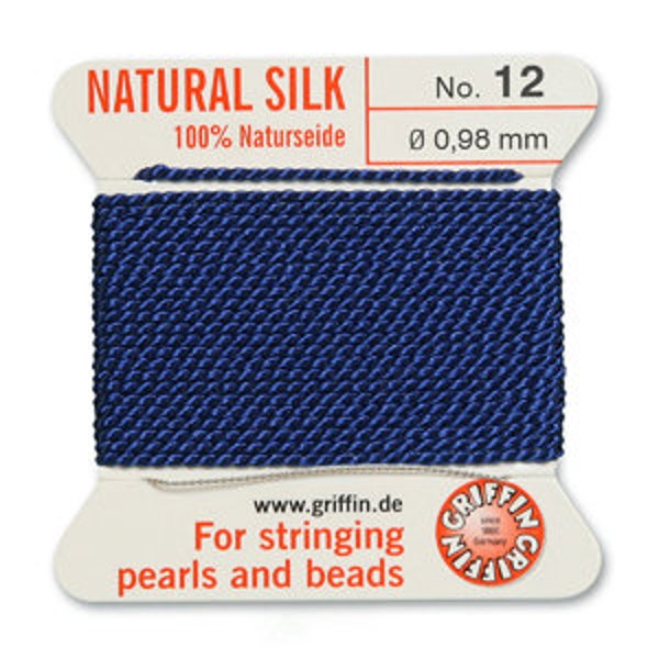 Griffin Silk Bead Cord Dark Blue .98mm, 2 Meters, Made In Germany, T360