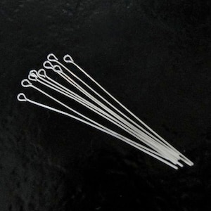 10 - Sterling Silver 2 inch 24ga Eye Pins, Z6