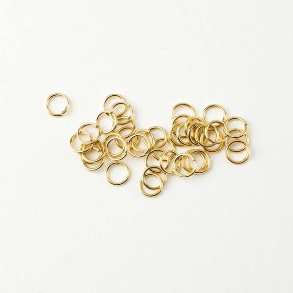 25pcs 14K Gold Filled 6mm Open Jump Rings 20 Gauge, Made in USA, GF14