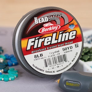 Fireline Braided Beading Thread 8lb Crystal 43787 50 Yard Spool .007in  Pre-waxed Thread, Stretch Resistant Thread, Beading Thread 