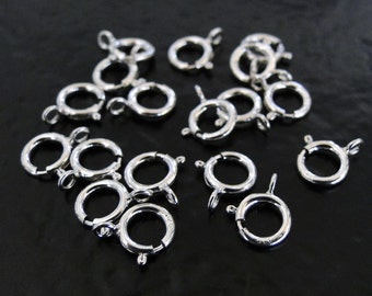 10 Pcs - .925 Sterling Silver 6mm Spring Ring Clasp Closed Ring, Made in Italy, SS2