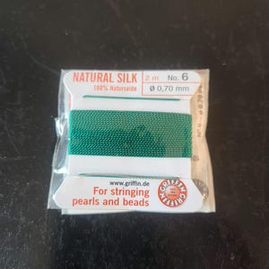 Cordon de soie Griffin, vert 0,7 mm, 2 mètres, fabriqué en Allemagne, T138