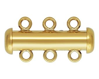 One - 14K Gold Filled 4.3x20mm Tube Clasp 3 Row, Made in USA, GC118
