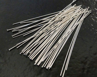 10pcs - Sterling Silver 1.5 Inch 24 Gauge Flat Headpins, Z2