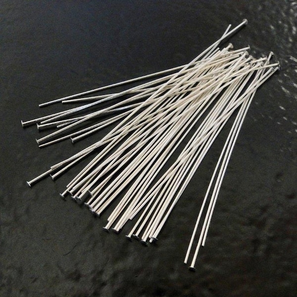 10 - Sterling Silver 2 inch 24 ga Flat Headpins, Z3