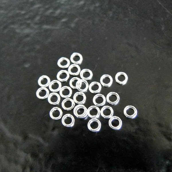 100pcs - .925 Sterling Silver 3mm CLOSED Jump Rings 22 ga, Made in India, SS11