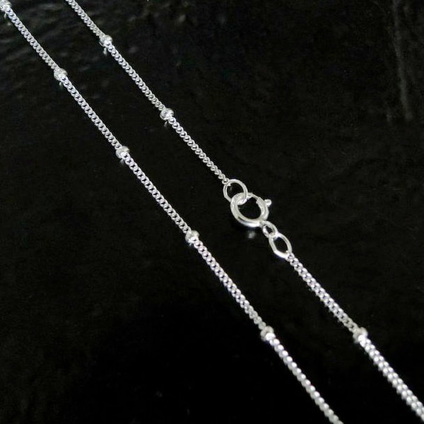 16 Inch - Sterling Silver Satellite Chain 1mm w/ 1.9mm Ball Necklace
