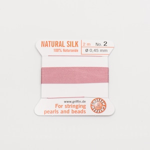 Griffin Silk Bead Cord Dark Pink .45mm, 2 Meters, Made In Germany, T165