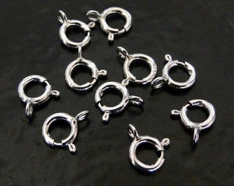 100 Pcs - .925 Sterling Silver 5mm Spring Ring Clasp, Made in Italy, SS1