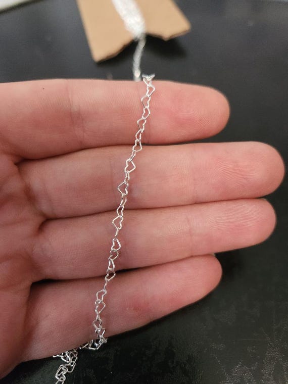 Oxidized Sterling Silver Heart Shape Link Sold Per Foot - Foto 8