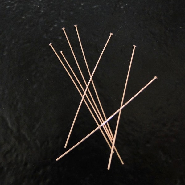 10pcs - Rose Gold Gold Filled 2 inch 24g Flat Headpins, RG11