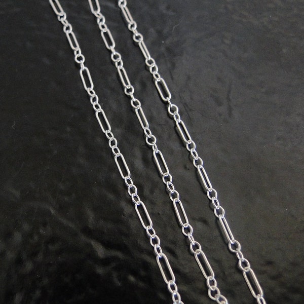 10 Feet Sterling Silver Long and Short Chain by the Foot - Any  Length Available, Made in USA, C55