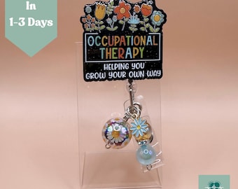 Occupational Therapy Badge Reel Floral OT Badge Reel Helping You Grow Your Own Way Retractable ID Reel Gift Idea  for OT, Ota Student