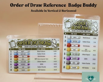 Orden del sorteo Badge Buddy Tarjeta de referencia de flebotomía Tubo de extracción de sangre Credencial médica Porta credencial de técnico de laboratorio Accesorio Regalo de trabajo hospitalario