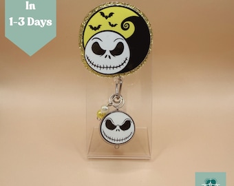 Portatarjetas de identificación de Pesadilla antes de Navidad, Jack Skellington, identificación espeluznante para trabajadores de la salud, portatarjetas de identificación de Halloween, regalo para amantes del terror.