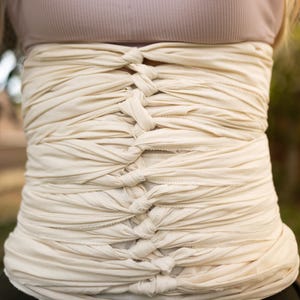100% organic cotton muslin Bengkung belly binding wrap with serged ends