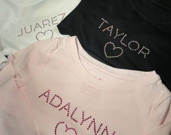 Bedazzled Toddler & Child Shirts - Kids Name T-Shirts - Bling Kid Shirts