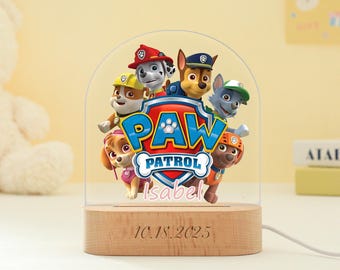Paw Patrol Night Light, Custom Name Lamp For Kids, Cute Puppy Night Lights, Six Pattern Designs LED, For Paw Patrol Lovers, Puppy Chase LED
