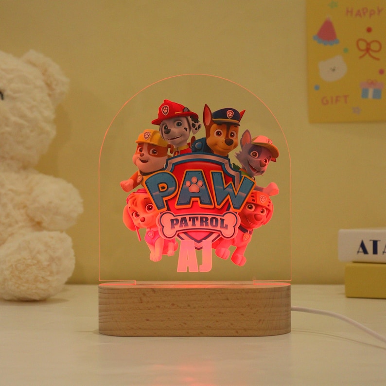 Puppy Chase LED, Paw Patrol Night Light, Custom Name Lamp For Kids, Cute Puppy Night Lights, Six Pattern Designs LED, For Paw Patrol Lovers image 13