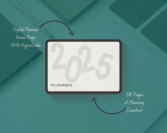 Digitale planner, hyperlinks en jaarkalender Georganiseerde jaarplanner van 518 pagina's voor persoonlijk en professioneel gebruik Perfect cadeau voor planners