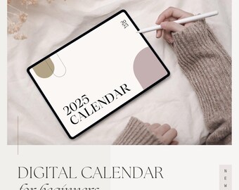 Kalender 2025, png | Trendy digitale download voor thuis, op kantoor en planning | Jaarlijkse plannersjabloon voor 2025