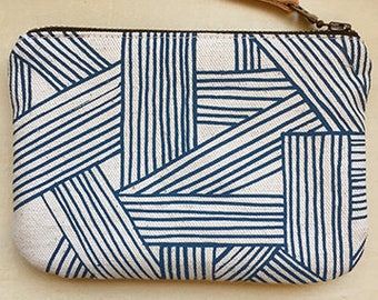 Tumbled Screen Printed Pouch -- Peacock Blue