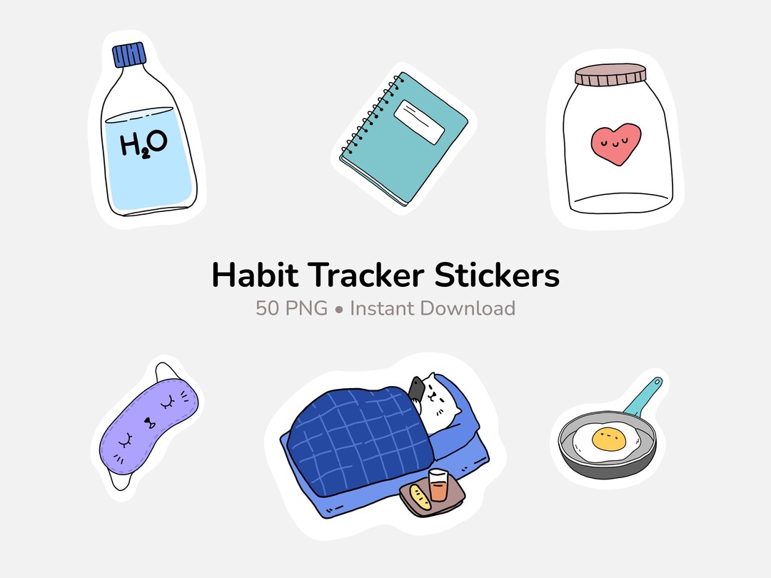 Minimal Habit Tracker Stickers | 50 PNG Planner Icons (digital Download ...