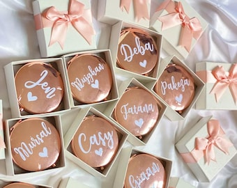 Personalized Compact Makeup Mirror Favor Custom Engraved Pocket Mirror With Name Gift for Her Bridesmaid Gifts Wedding Party Guest Gifts