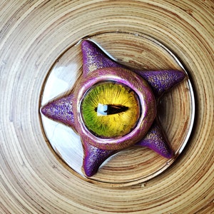 Starfish Eyeball Purple Violet Gold Resin Lovecraft Horror Science Fiction  Fallen Mermaid Paperweight Display Costume Prop