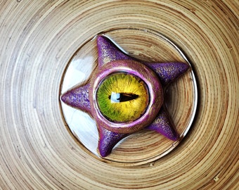 Starfish Eyeball Purple Violet Gold Resin Lovecraft Horror Science Fiction  Fallen Mermaid Paperweight Display Costume Prop