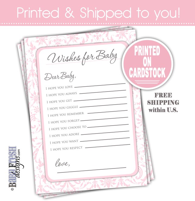 wishes for baby shower game set printed on cardstock girl baby baby girl card stock